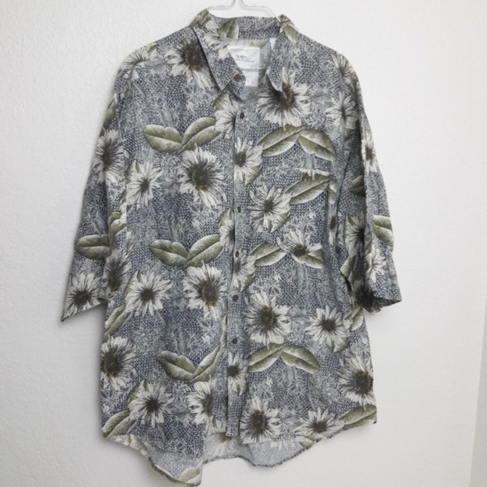 Index Men Button Down Hawaiian Shirt XL Flowers